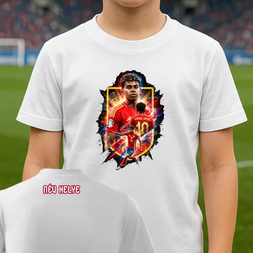 Lamine Yamal mintás póló egyedi névvel, gyerek és felnőtt méretekben World Cup