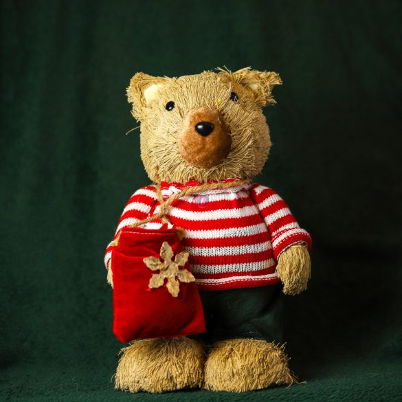 XL Karácsonyi vintage figura Teddy bear fiú, lány 28 cm American Style