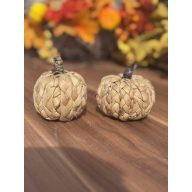   Exkluzív fonott mintás őszi tök dekor 7 cm natúr, 2 féle választható