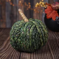   XL Exkluzív fonott mintás őszi tök dekor 15 cm zöld 2 féle választható