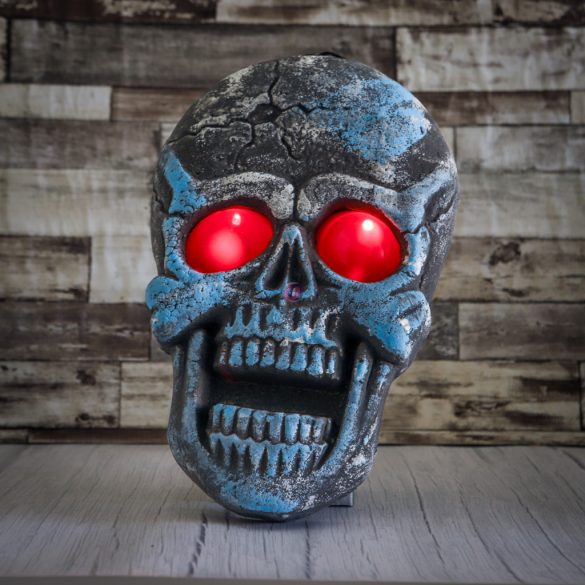 Halloweeni Interaktív figura 31 cm koponya LED, Hang