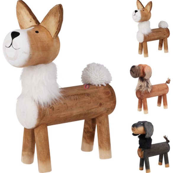 Karácsonyi rönk figura  Kutya – 27 cm, több színben