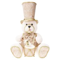 Medve diótörő dobbal, ülő dekoráció – 33,5 cm