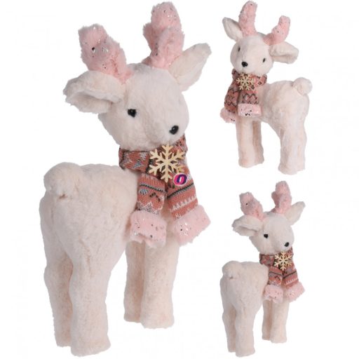 Karácsonyi Szarvas figura púder plüss/textil 40cm