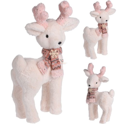 XL Karácsonyi Szarvas figura púder plüss/textil 55cm