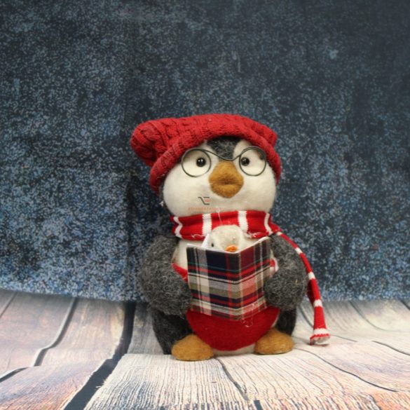 Karácsonyi Pingvin figura plüss/textil 33cm 2 féle