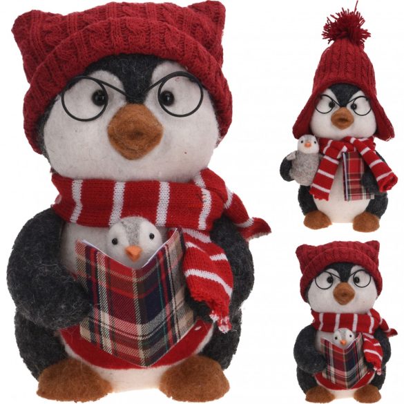 Karácsonyi Pingvin figura plüss/textil 33cm 2 féle