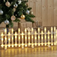   Karácsonyi Világító talpas kerítés fenyőfához, dekorációhoz  3 m 192 led melegfehér