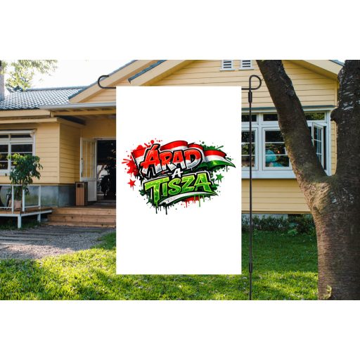 XL egyedi TISZA kerti zászló, zászlótartó rúddal Árad a TIsza
