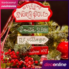 Karácsonyi útjelző táblák, álló dekorációk