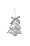 Fenyőfa flitteres akasztós hungarocell 12x10 cm ezüst Flitteres karácsonyfadísz