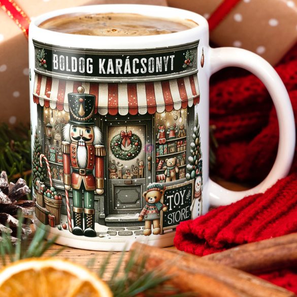 Karácsonyi bögre "Diótörős - Boldog Karácsonyt" 330 ml kerámia Full HD