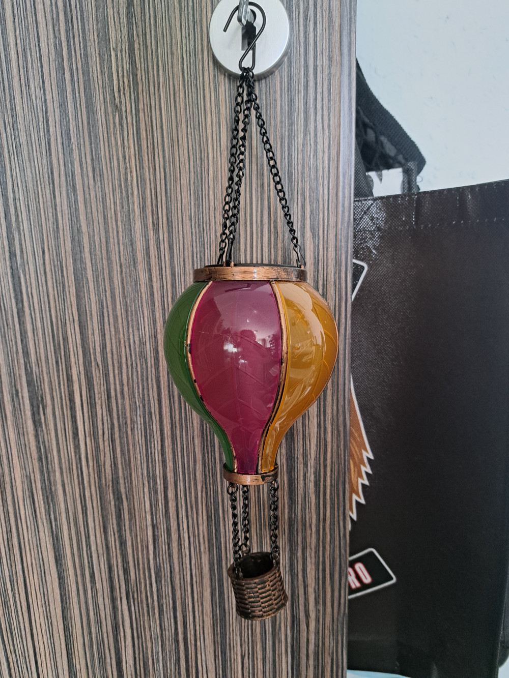 Napelemes hőlégballon, felakasztható - lángeffekt 12 LED 37 cm