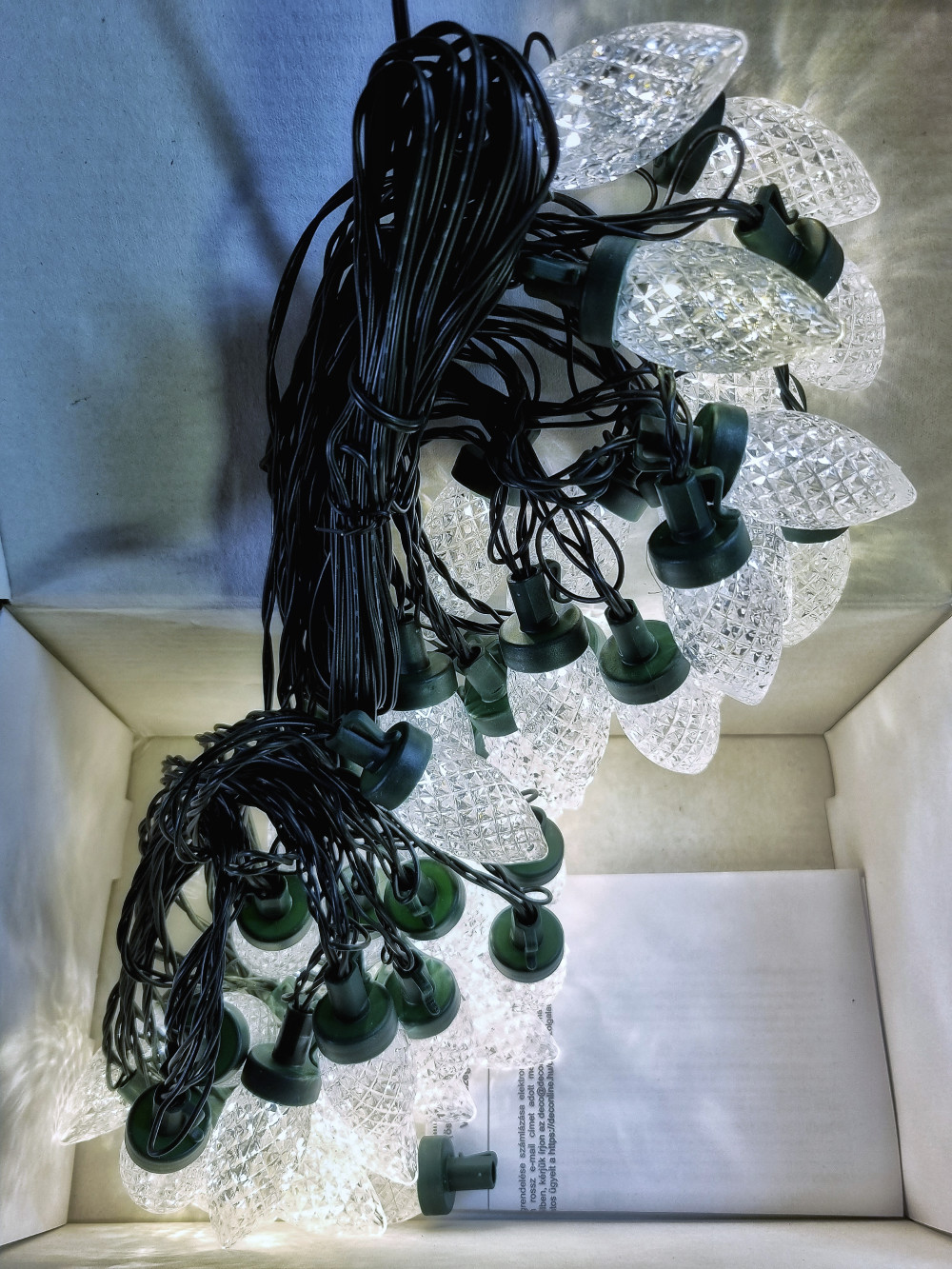 Vintage toboz formájú karácsonyfa égősor 9,8m melegfehér, 50 LED IP44